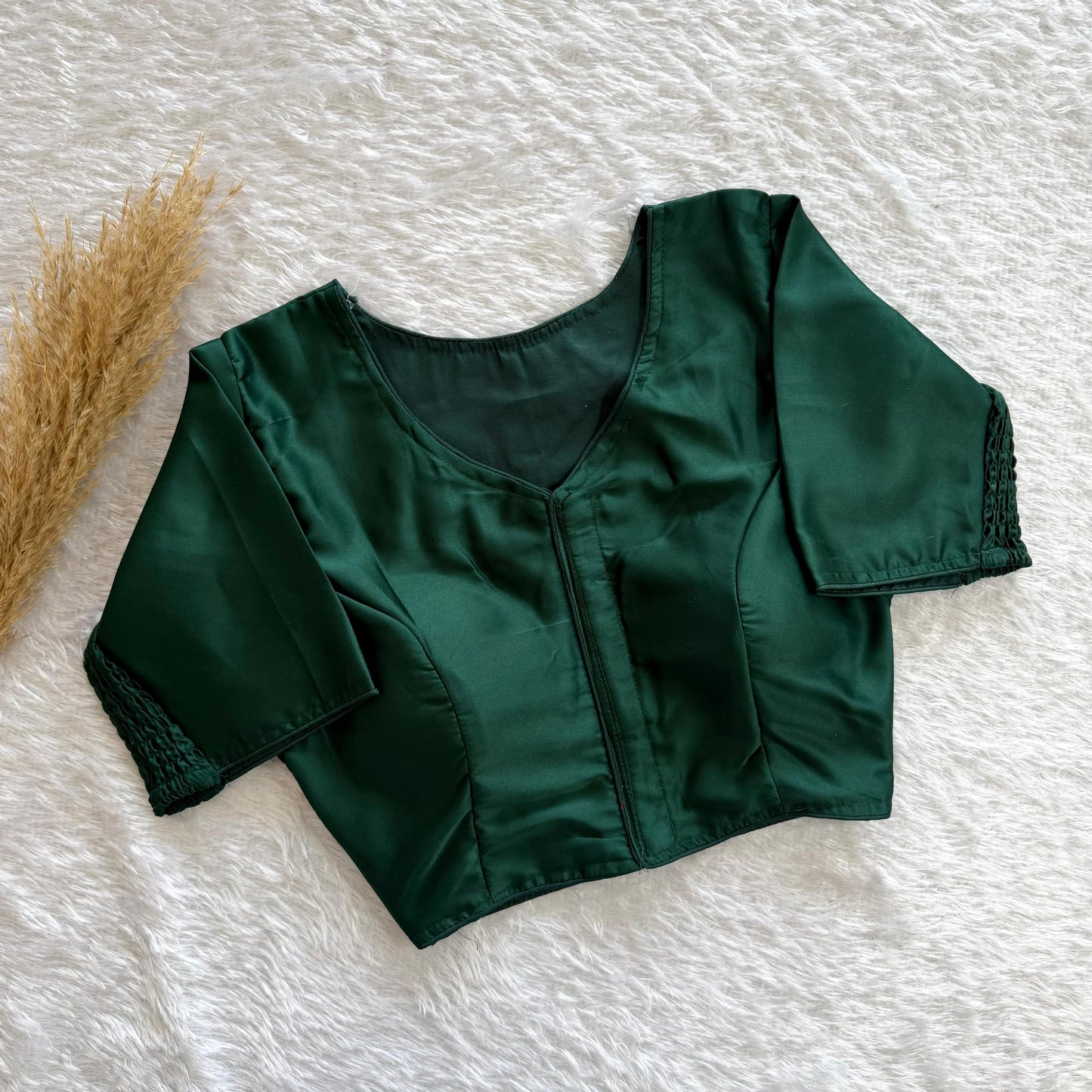 Soft silk fabric with elastic attach for better fitting ready made blouse