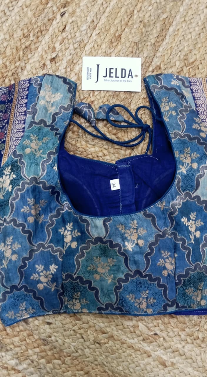 Printed zari work ready made blouse