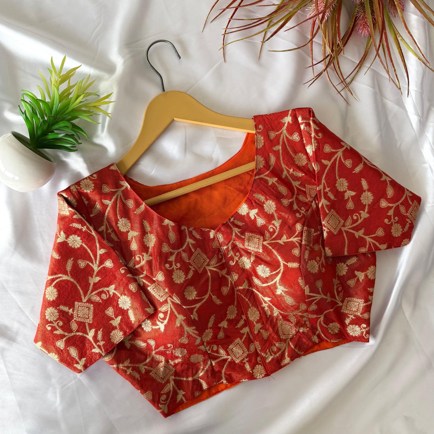 A beauty of weaving work all over ready made blouse