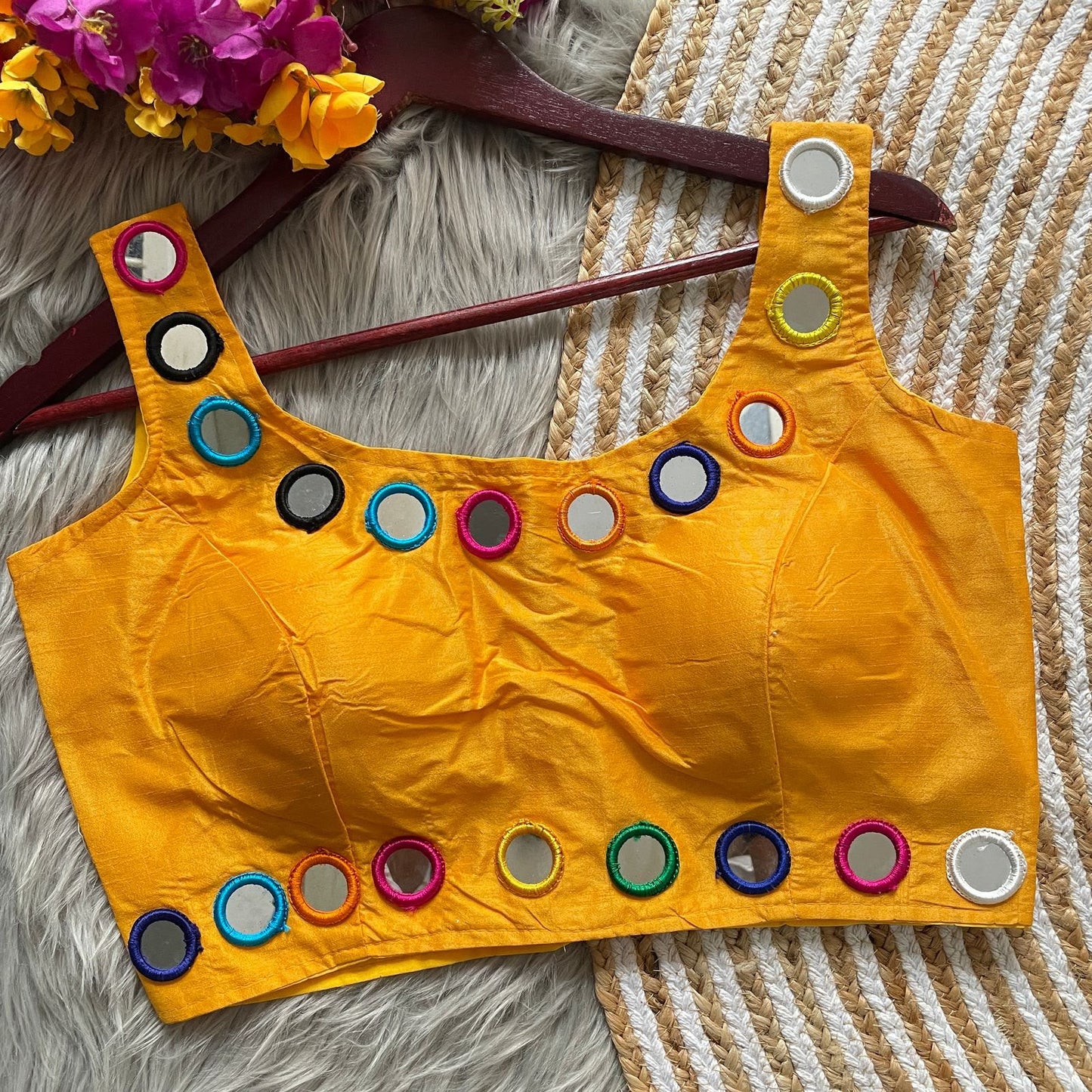 Heavy Real Mirror Work ready made blouse