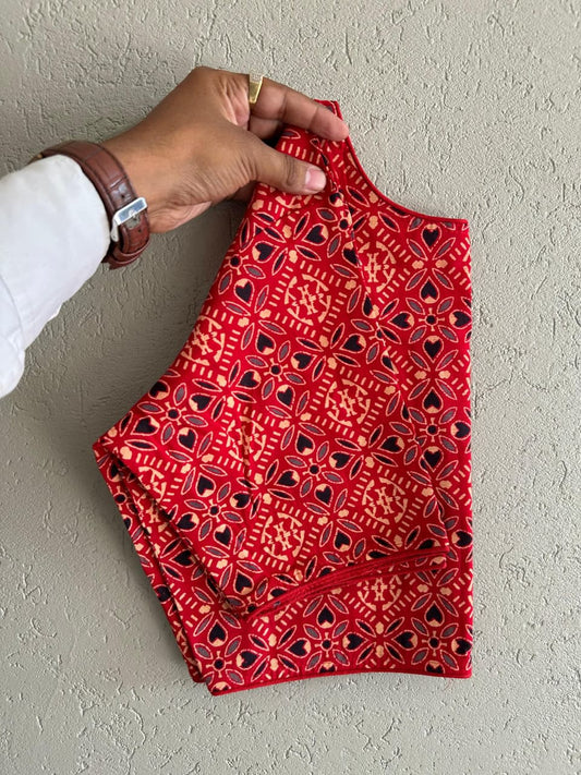 Pure Ajrakh Cotton ready made blouse