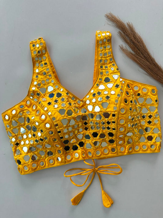 Beautiful handwork original mirror all over ready made blouse