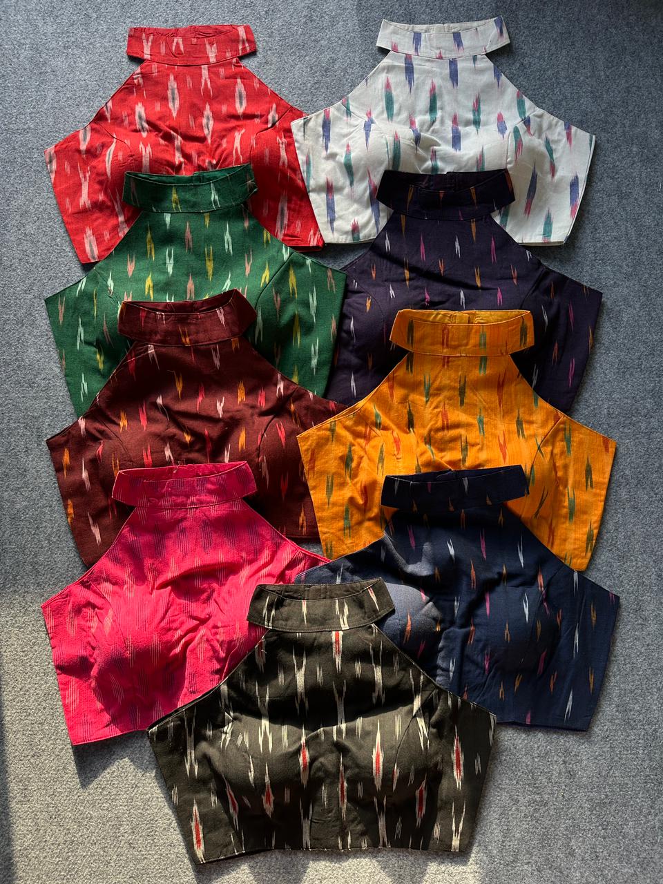 Premium ikkat cotton ready made blouse