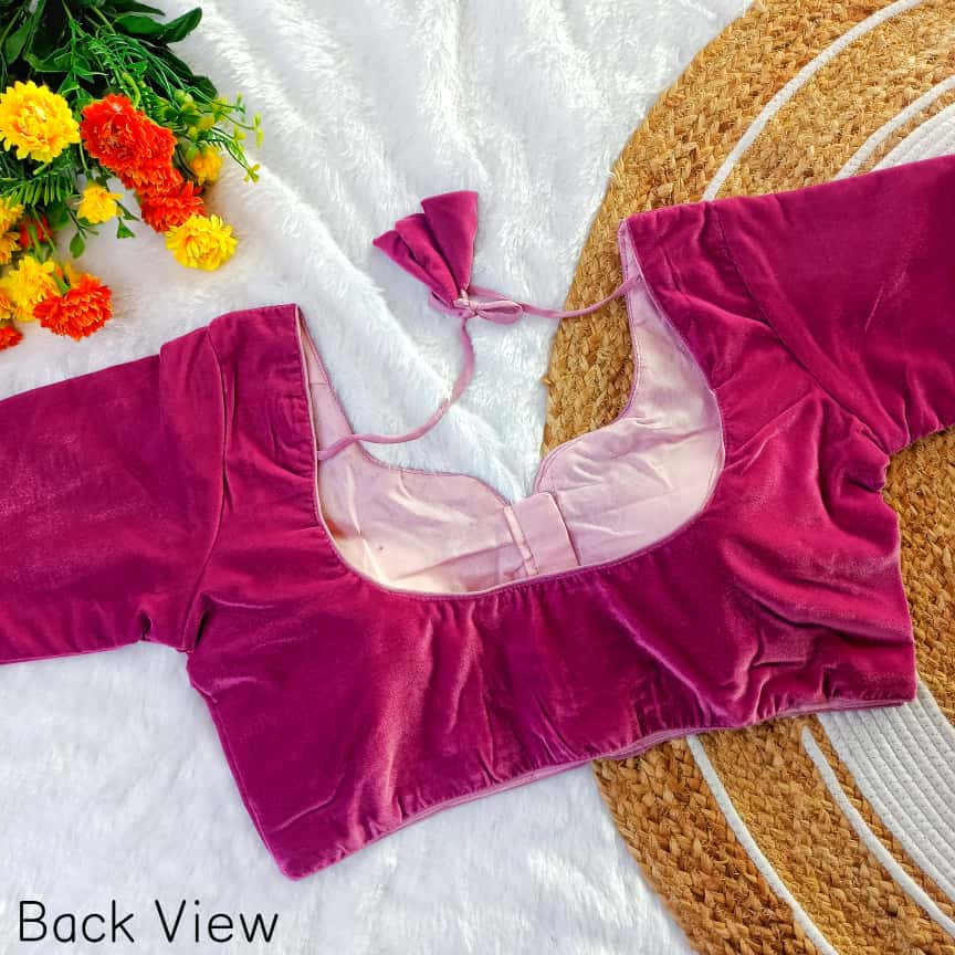 EXCLUSIVE ORIGINAL 9000 VELVET PARTYWEAR PAN NECK FANCY READY MADE BLOUSE