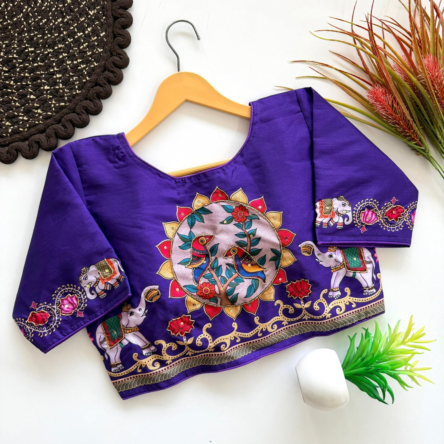 Pure silk with Decent print ready made blouse