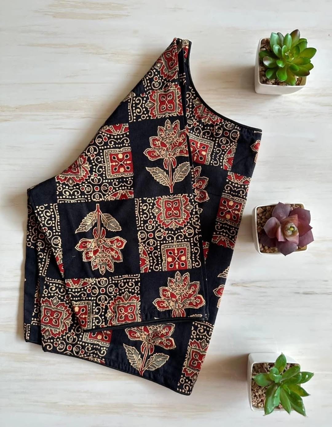Pure Ajrakh Cotton ready made blouse