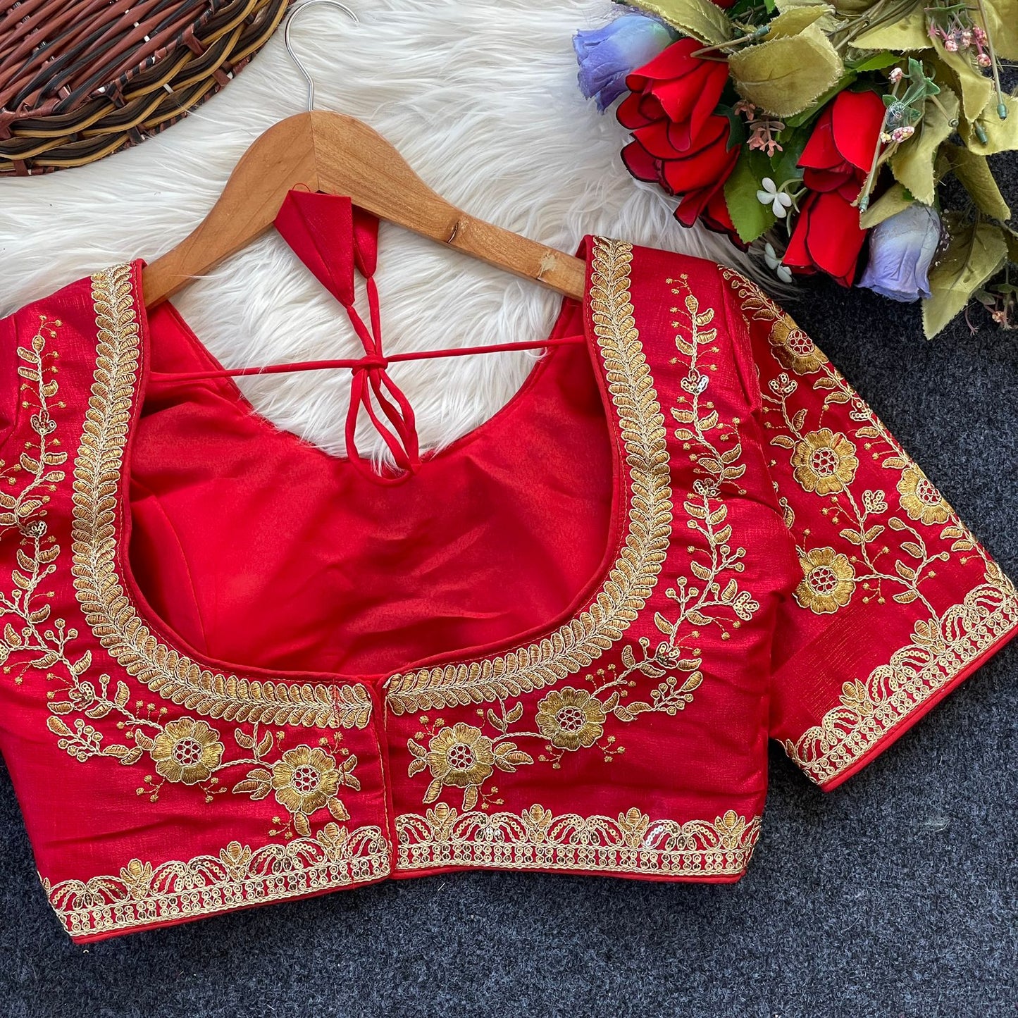 Heavy Milan Silk Embroidery With Beautiful Works Ready Made Blouse