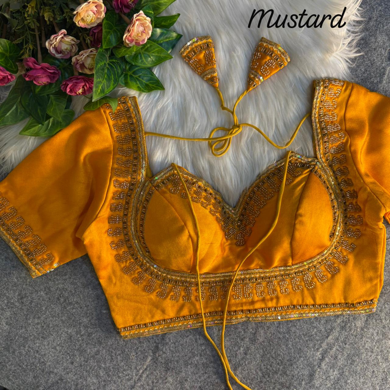 Heavy zari sequins & beads + thread work ready made blouse