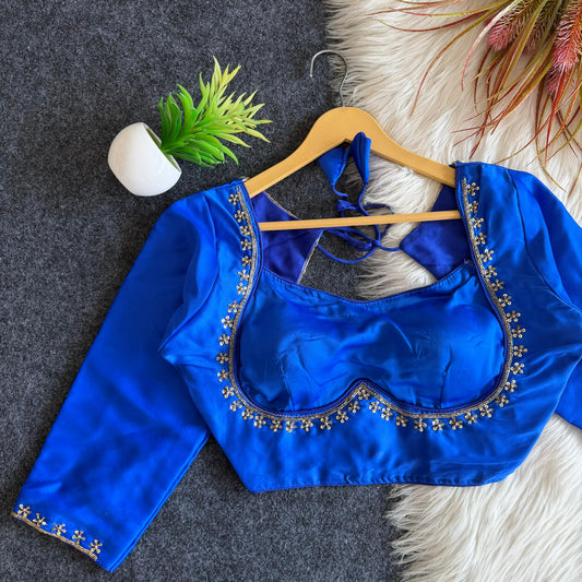 A beauty of golden handwork and sequins all over ready made blouse