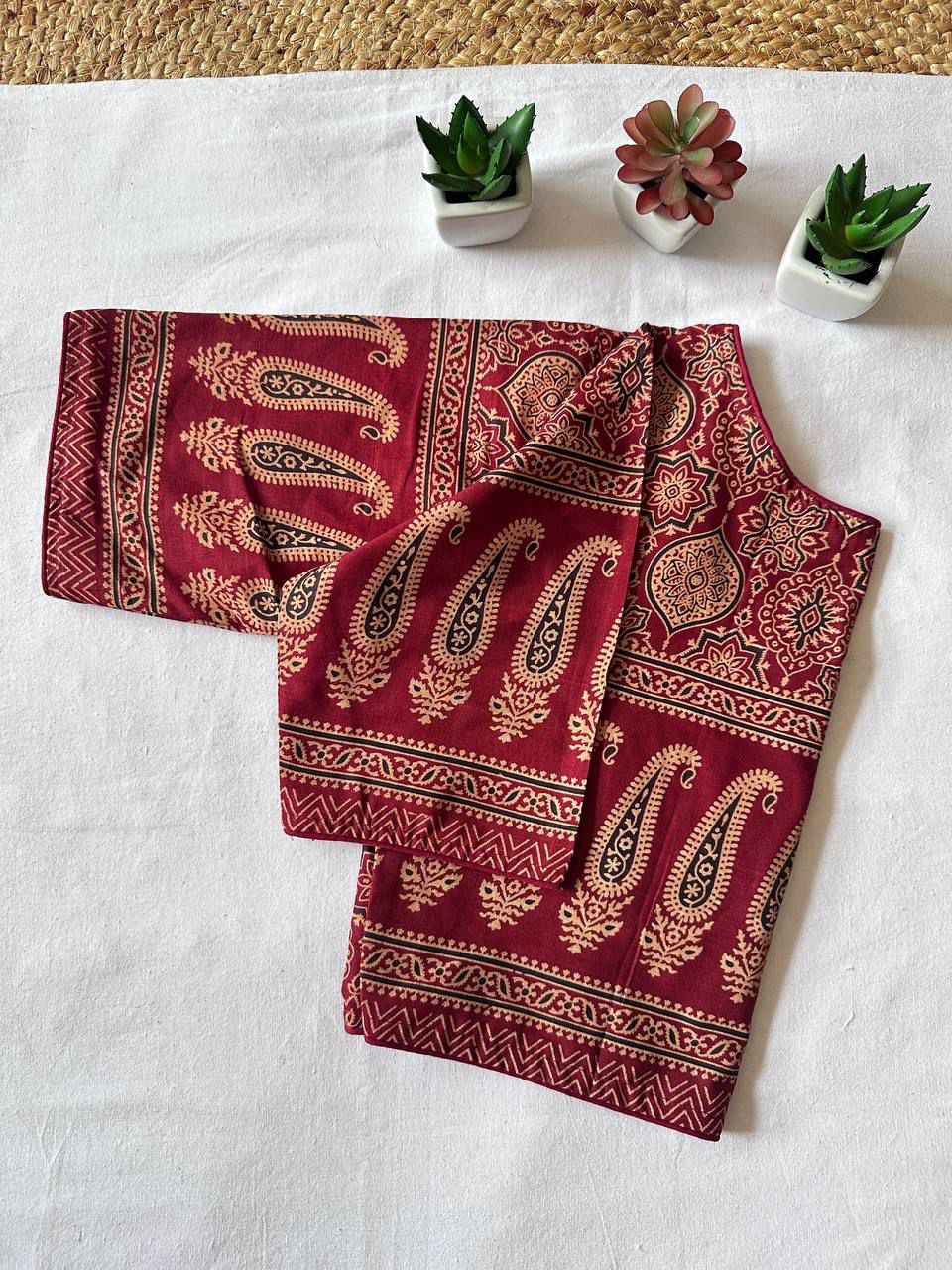 Ajrakh cotton ready made blouse