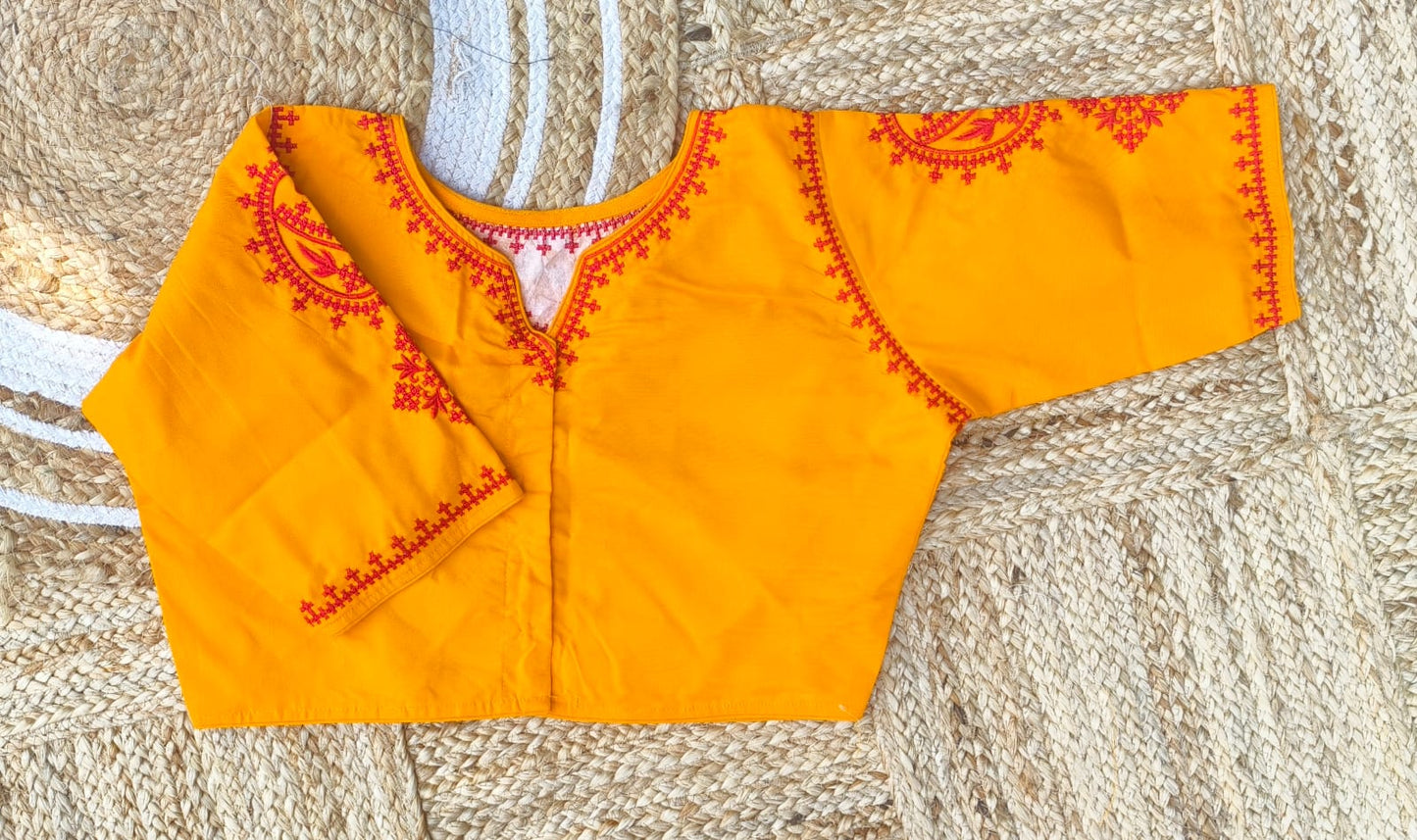 Kalka Embroidery Malai Cotton - Premium Readymade Blouse
