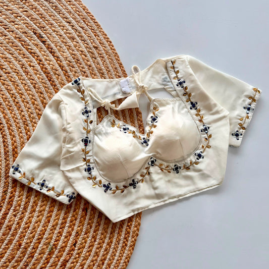 Beautiful handcrafted work with real mirror all over ready made blouse