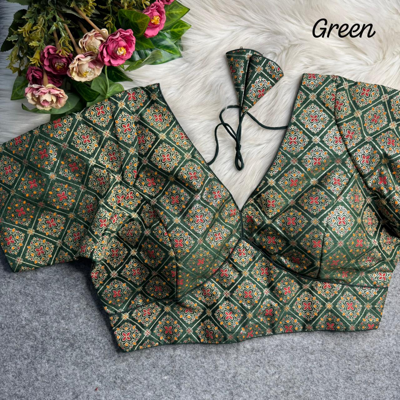 Patoda print v neck ready made blouse