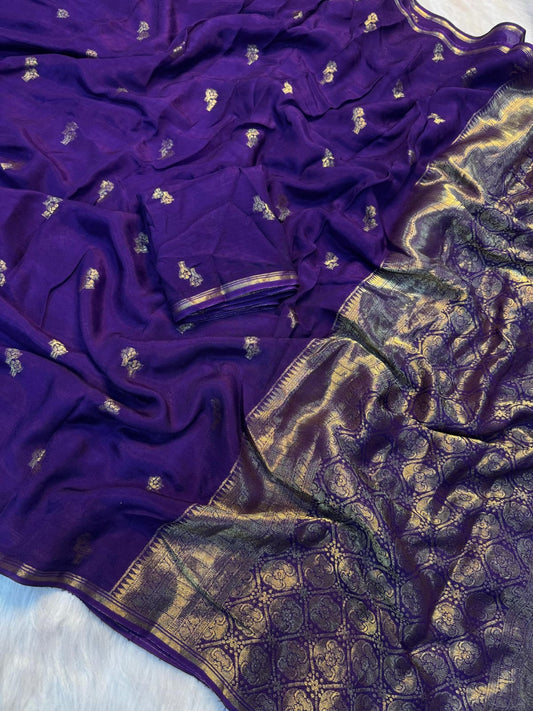 Viscose Creap Georgget silk Saree
