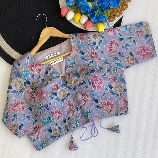 Pojisan print embroidery ready made blouse