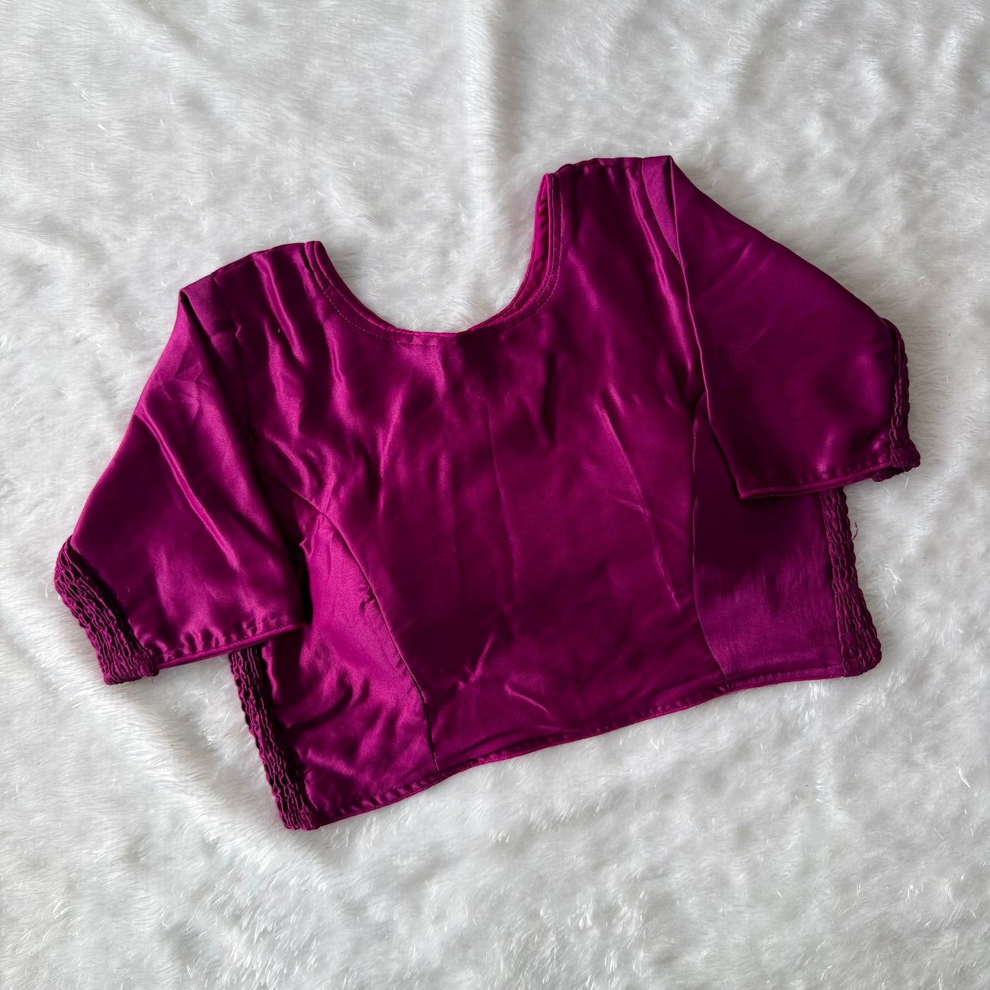 Soft silk fabric with elastic attach for better fitting ready made blouse