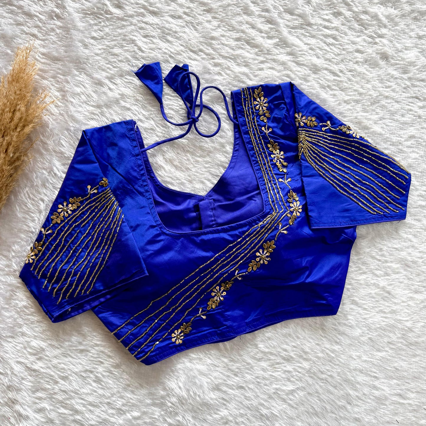 Beautiful handwork all over back and sleeves with designer handwork ready made blouse