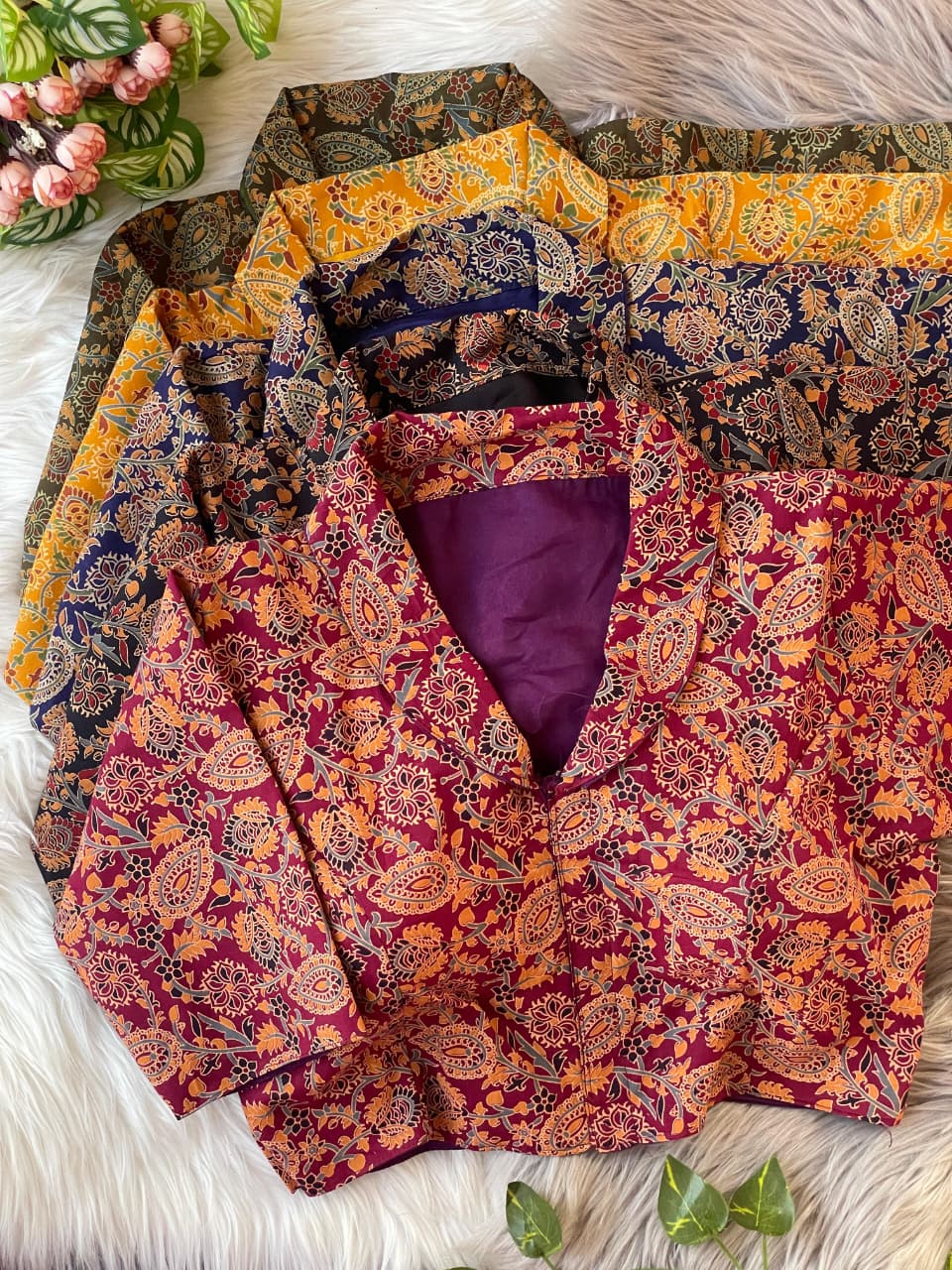 Pure cotton ajrakh ready made blouse