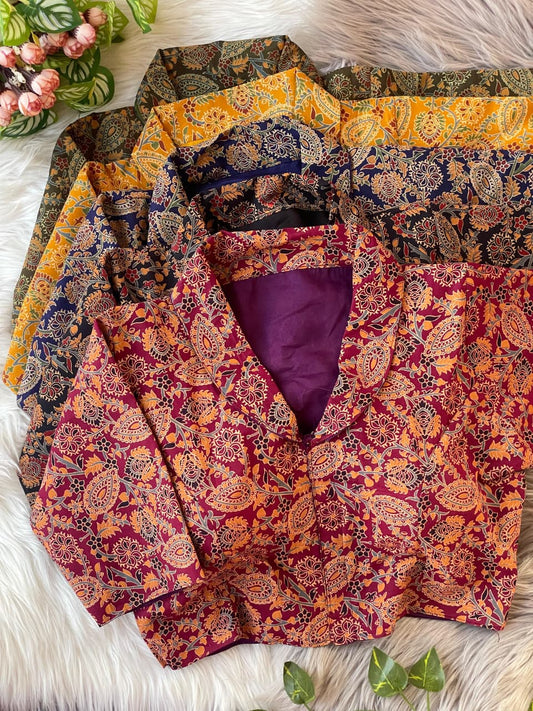 Pure cotton ajrakh ready made blouse
