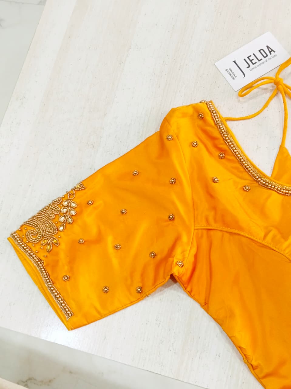 Heavy pearl work ready made blouse