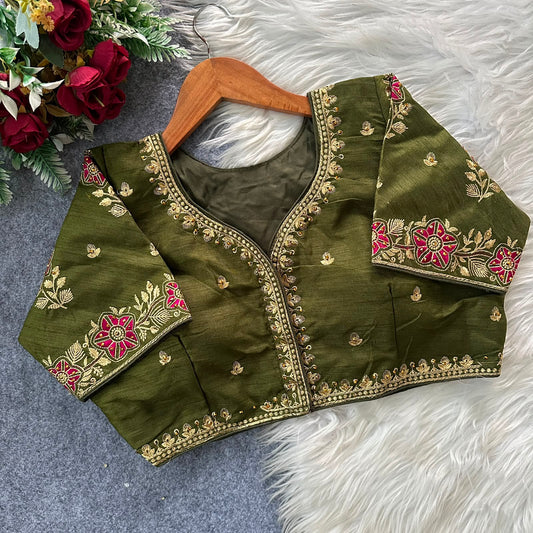 Heavy Embroidery Work ready made blouse
