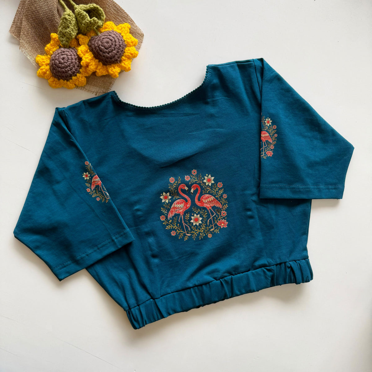 Beautiful block print with elastic ready made blouse