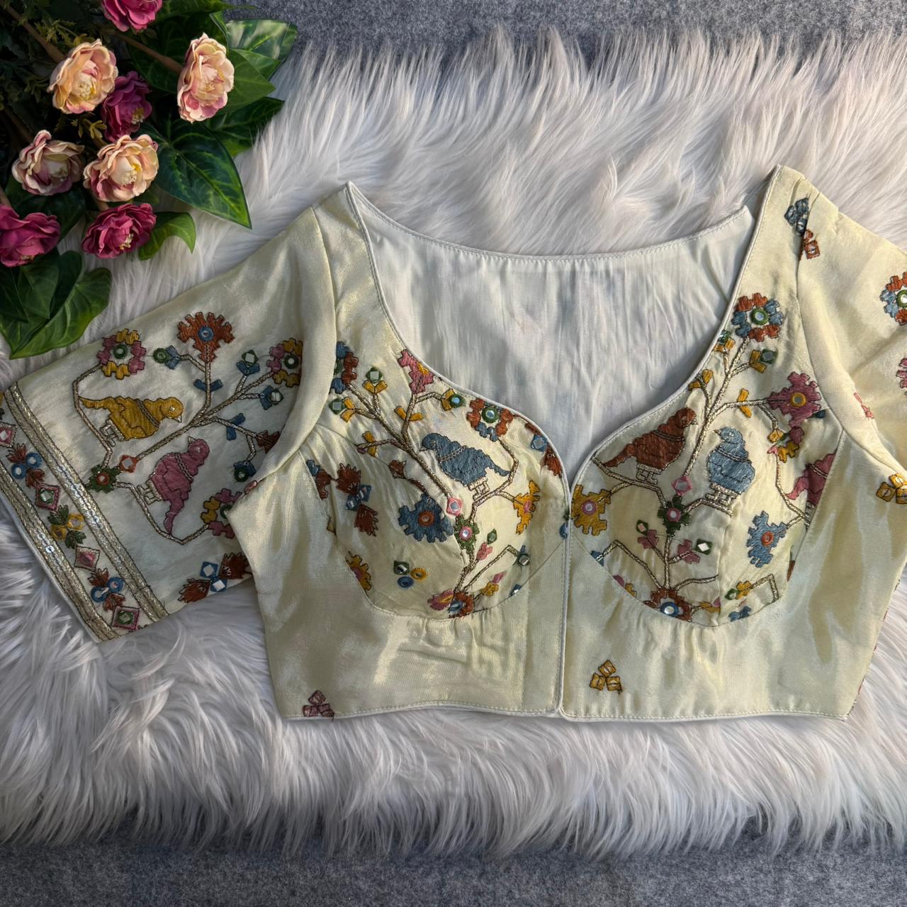 Heavy pure soft viscous cosmos silk ready made blouse