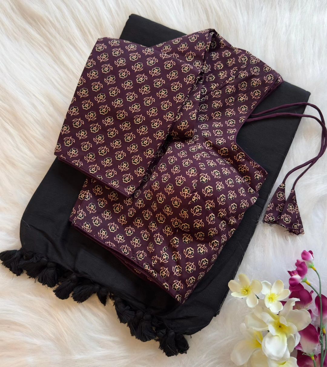 Original cotton saree with full sleeve blouse