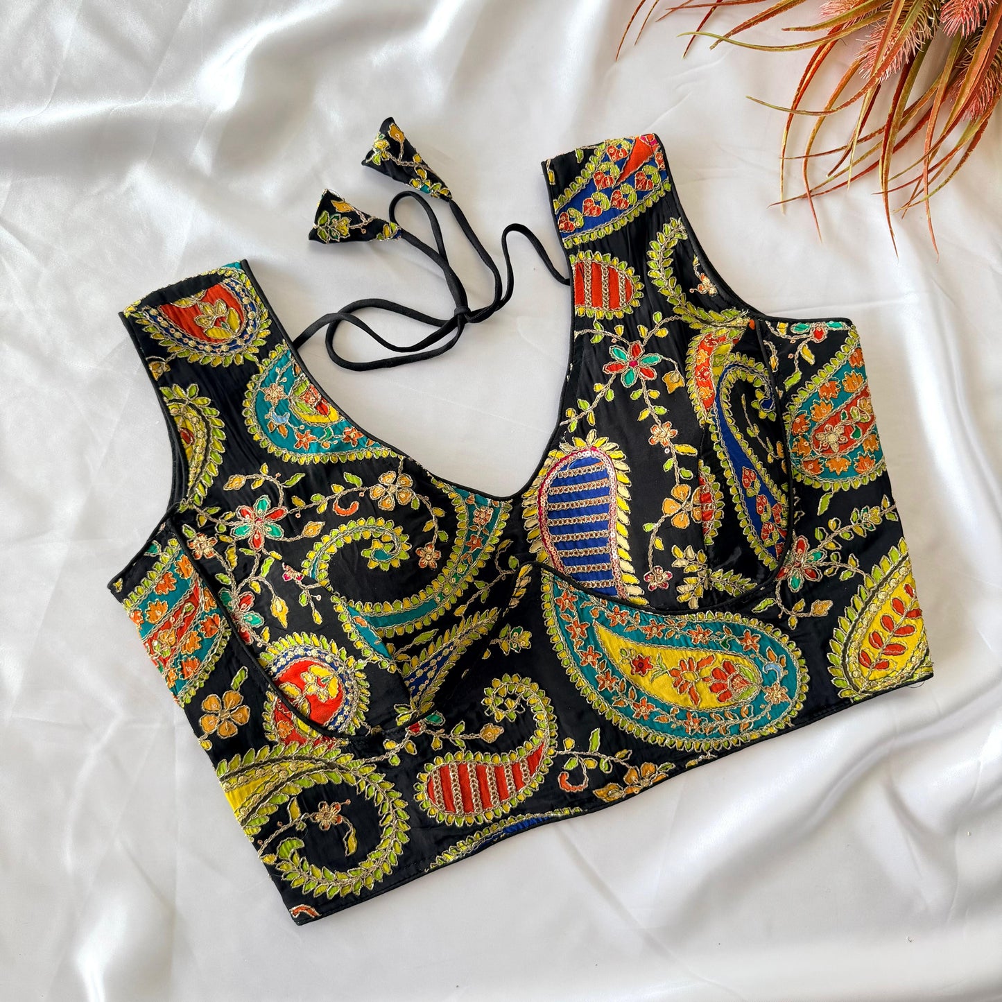 Beautiful flower print all over ready made blouse