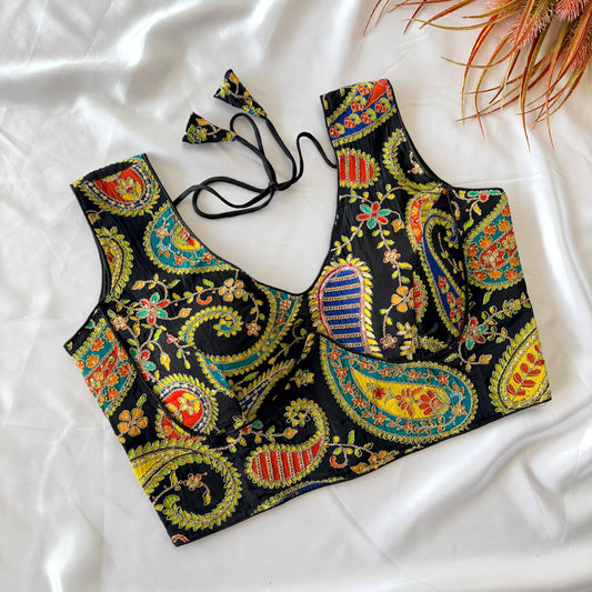 Beautiful flower print all over ready made blouse