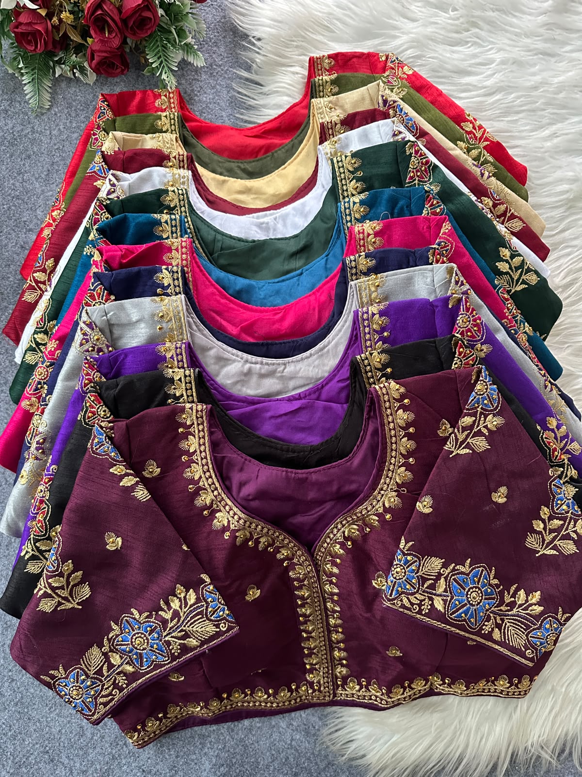 Heavy Embroidery Work ready made blouse