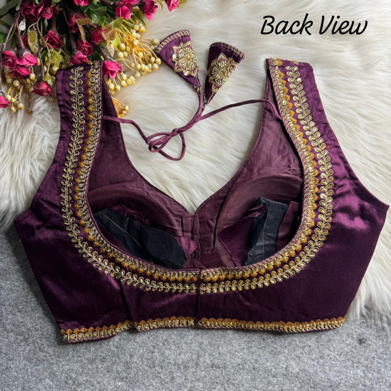 Heavy zari + sequins & beads work ready made blouse