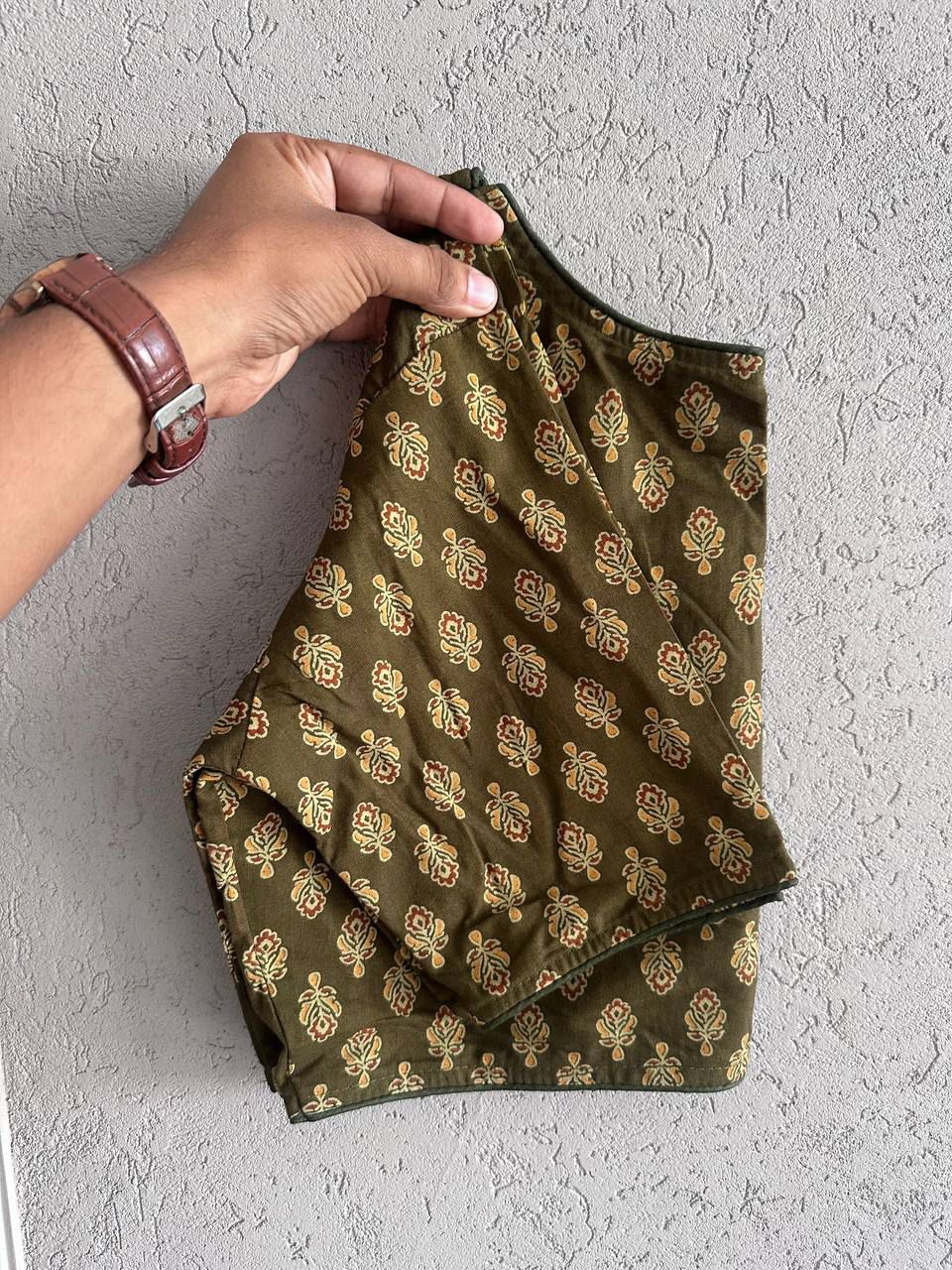 Pure Ajrakh Cotton ready made blouse