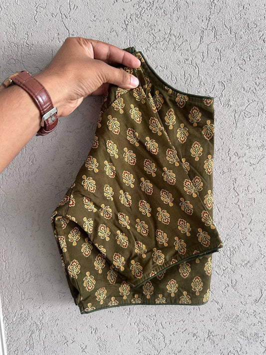 Pure Ajrakh Cotton ready made blouse