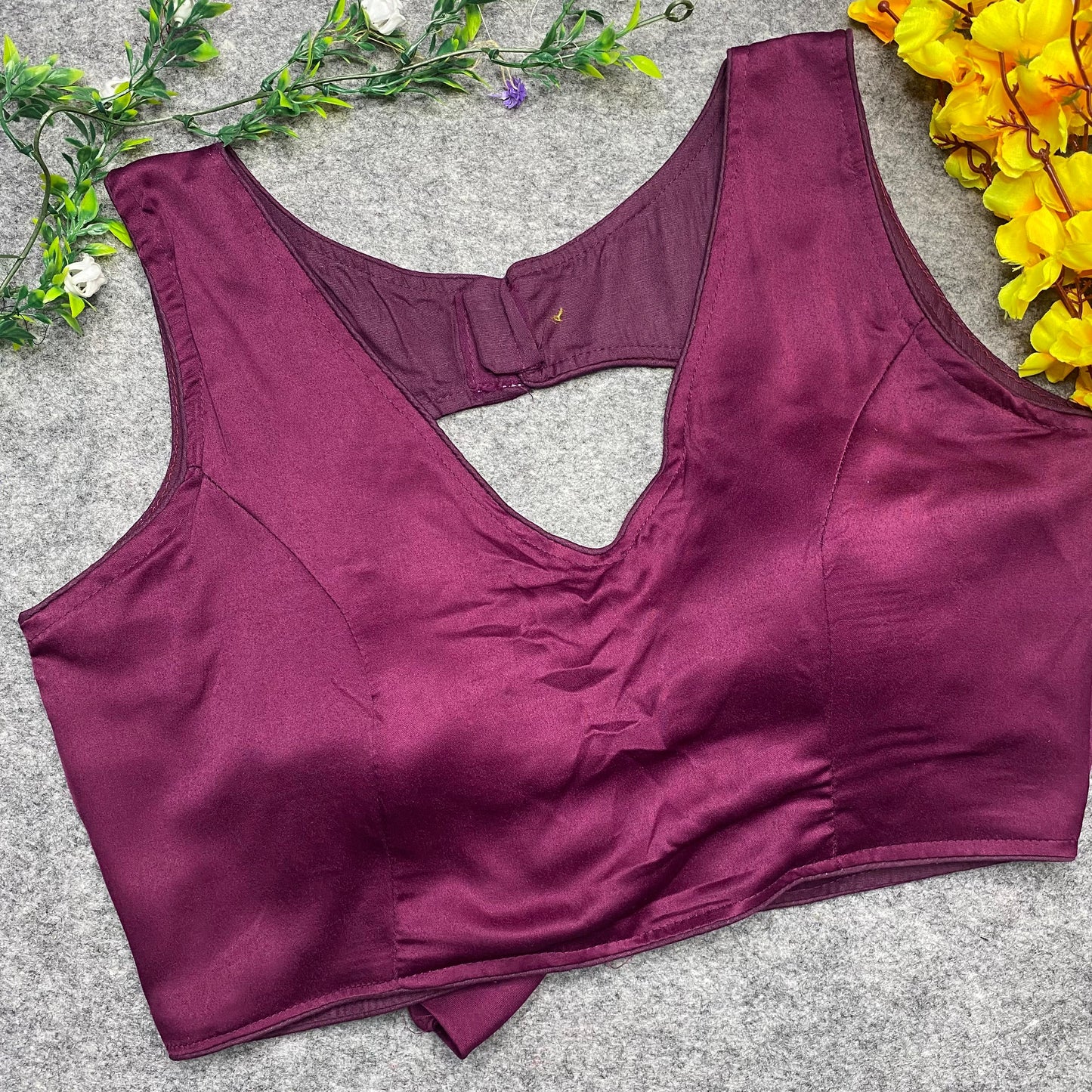 Pure Malai Satin sleeveless ready made blouse