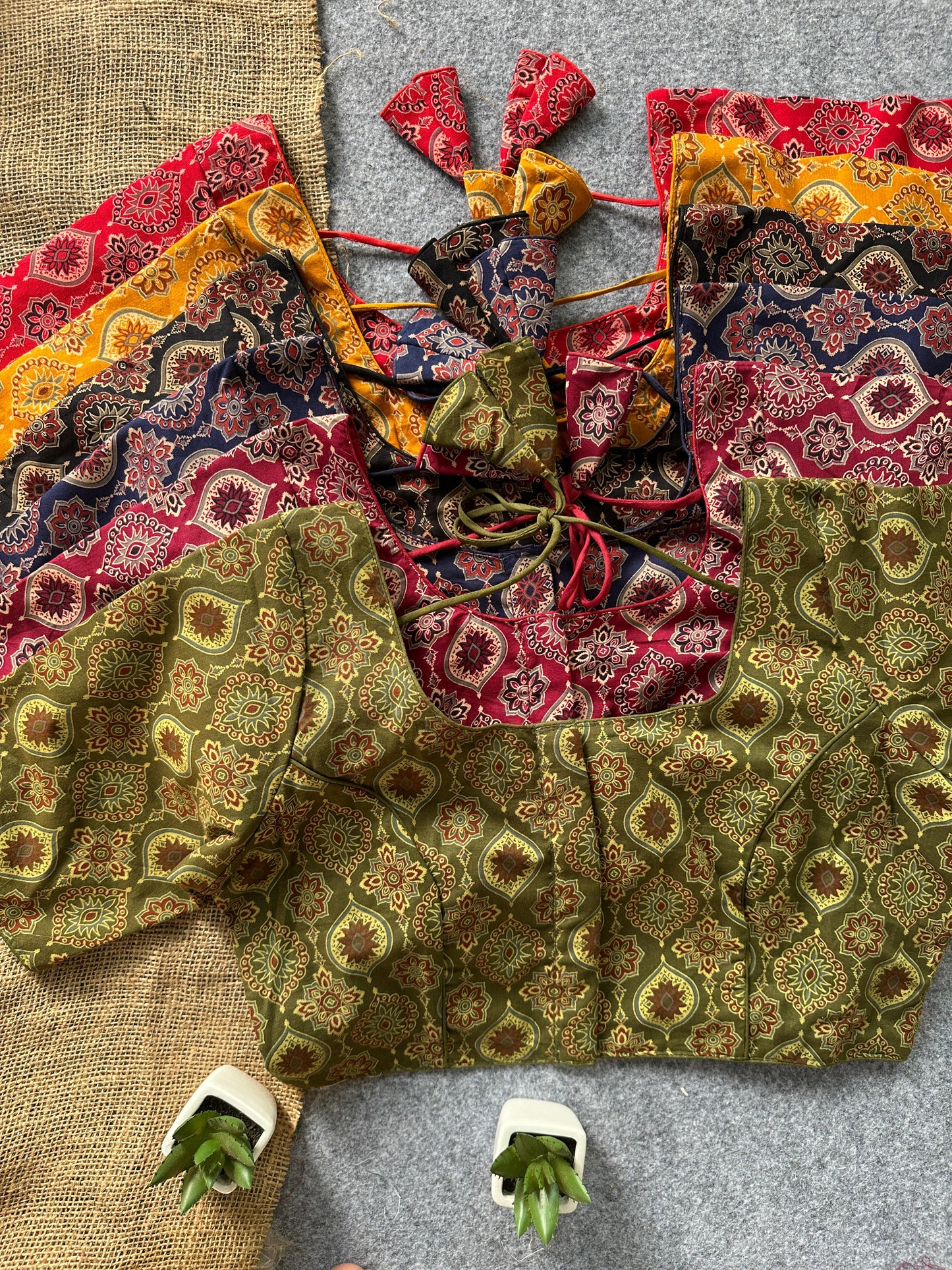Presenting pure ajrakh handblock/ikkat/indigo cotton ready made blouse