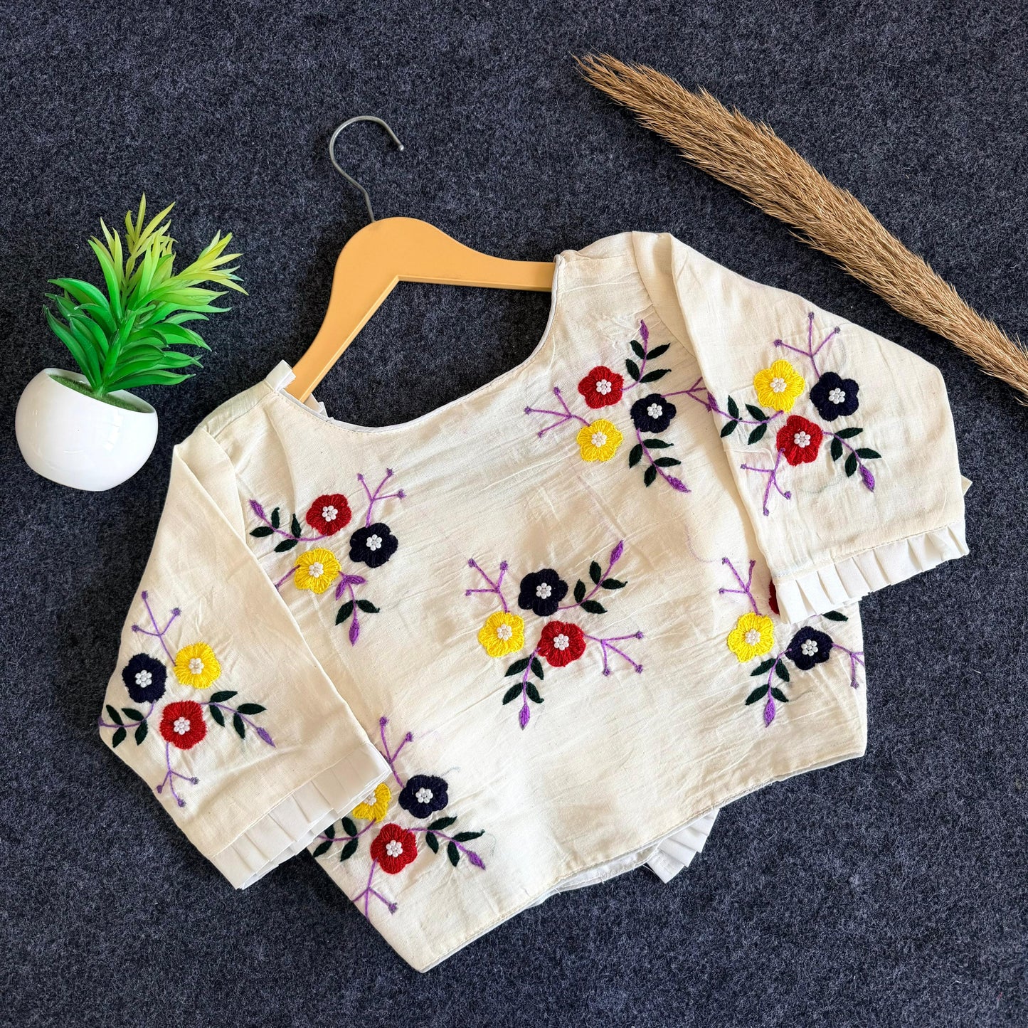 A beauty of handwork all over ready made blouse