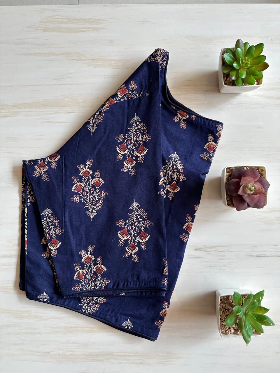 Pure ajrakh handblock cotton ready made blouse