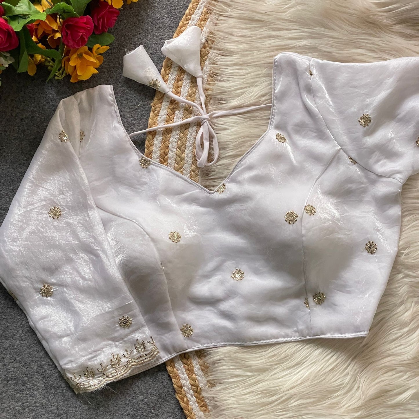 Heavy Handwork + Sequins & Codding Thread Work Ready Made Blouse