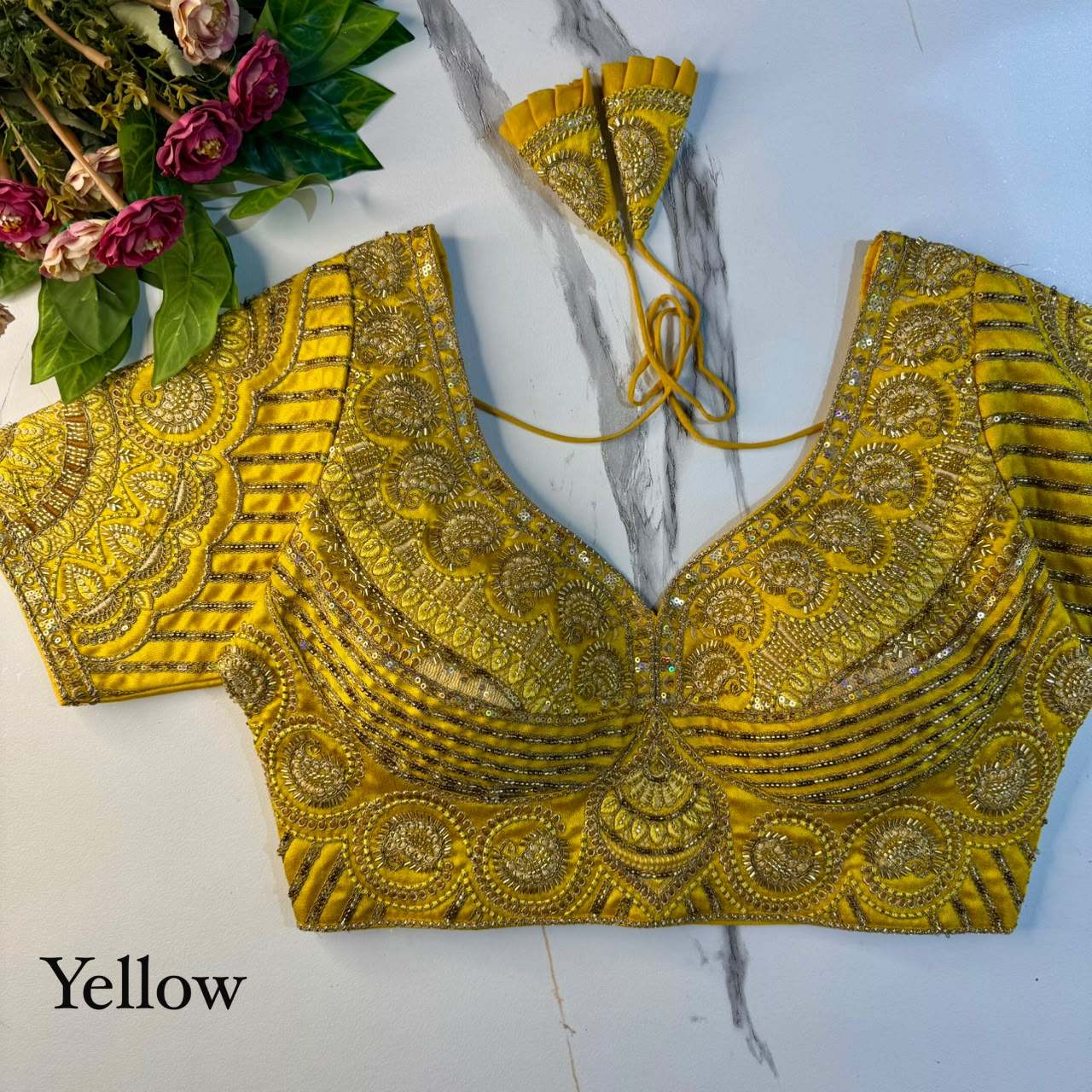 Heavy Zari + Sequins & Beads Work ready made blouse