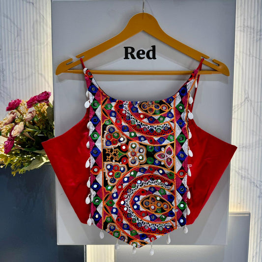 Heavy thread & hand mirror work ready made blouse