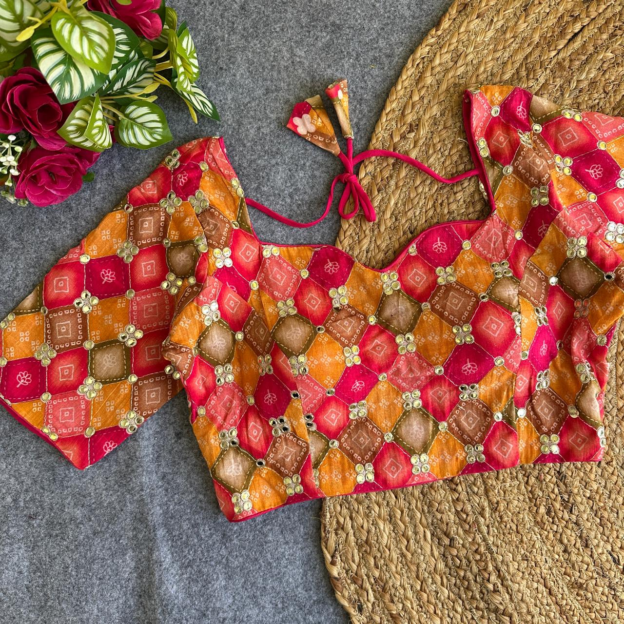 Sweet heart neck heavy position work ready made blouse