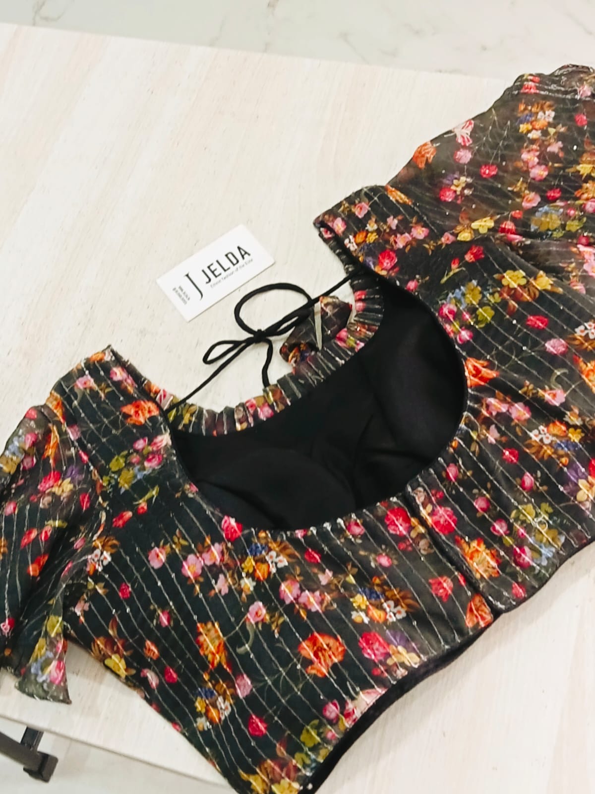 Print work frill sleeve ready made blouse