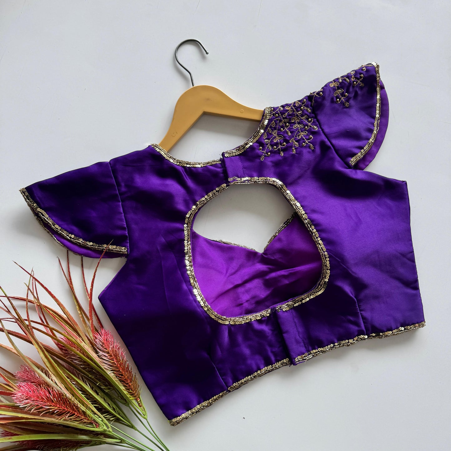 A beauty of golden handwork work all over ready made blouse