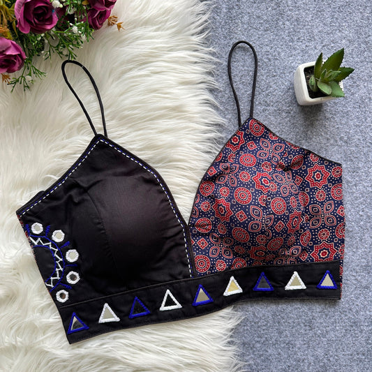 Real Hand mirror work with  Hand Embroidery work ready made blouse