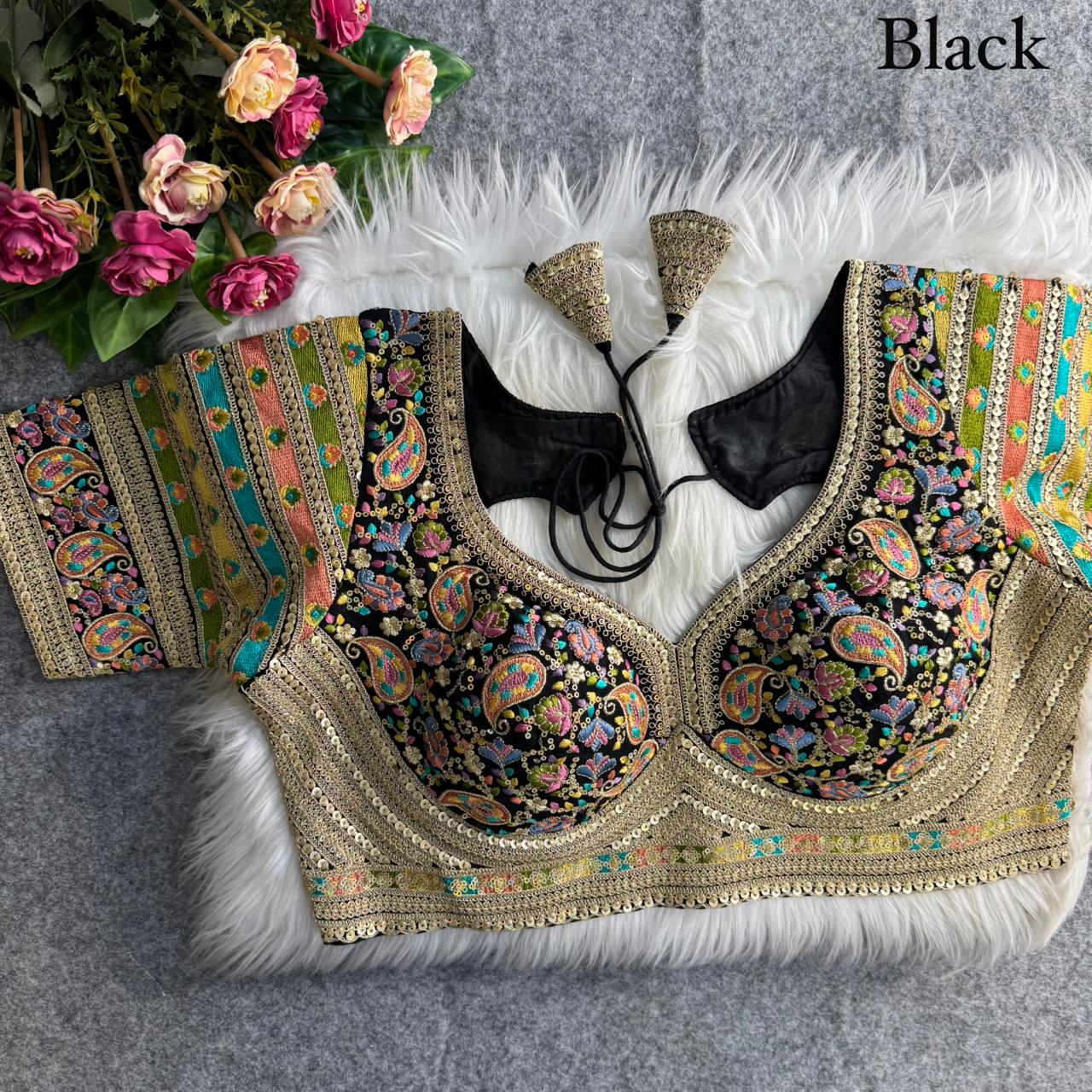 Beautiful Antique Viscose Thread Work ready made blouse