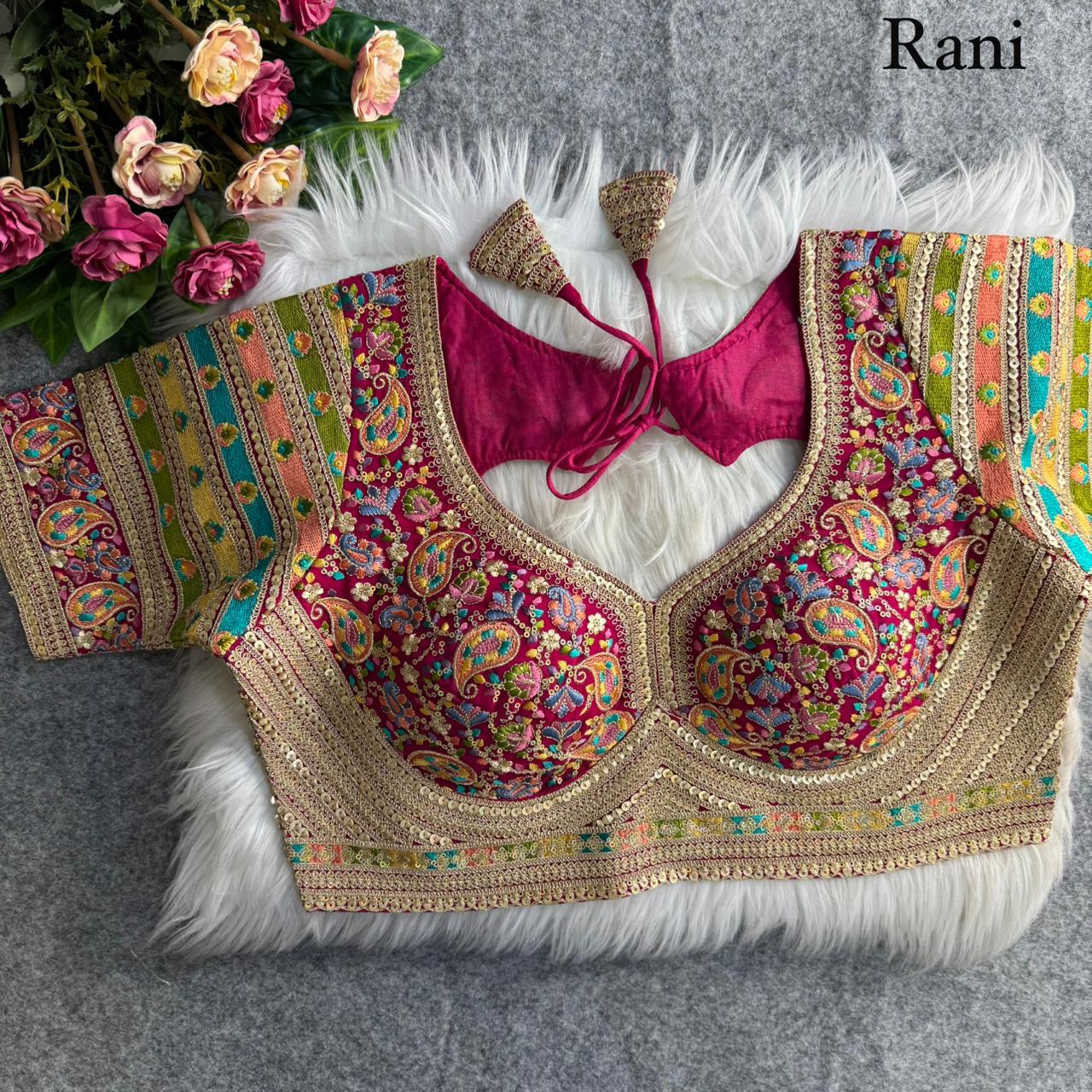 Beautiful Antique Viscose Thread Work ready made blouse