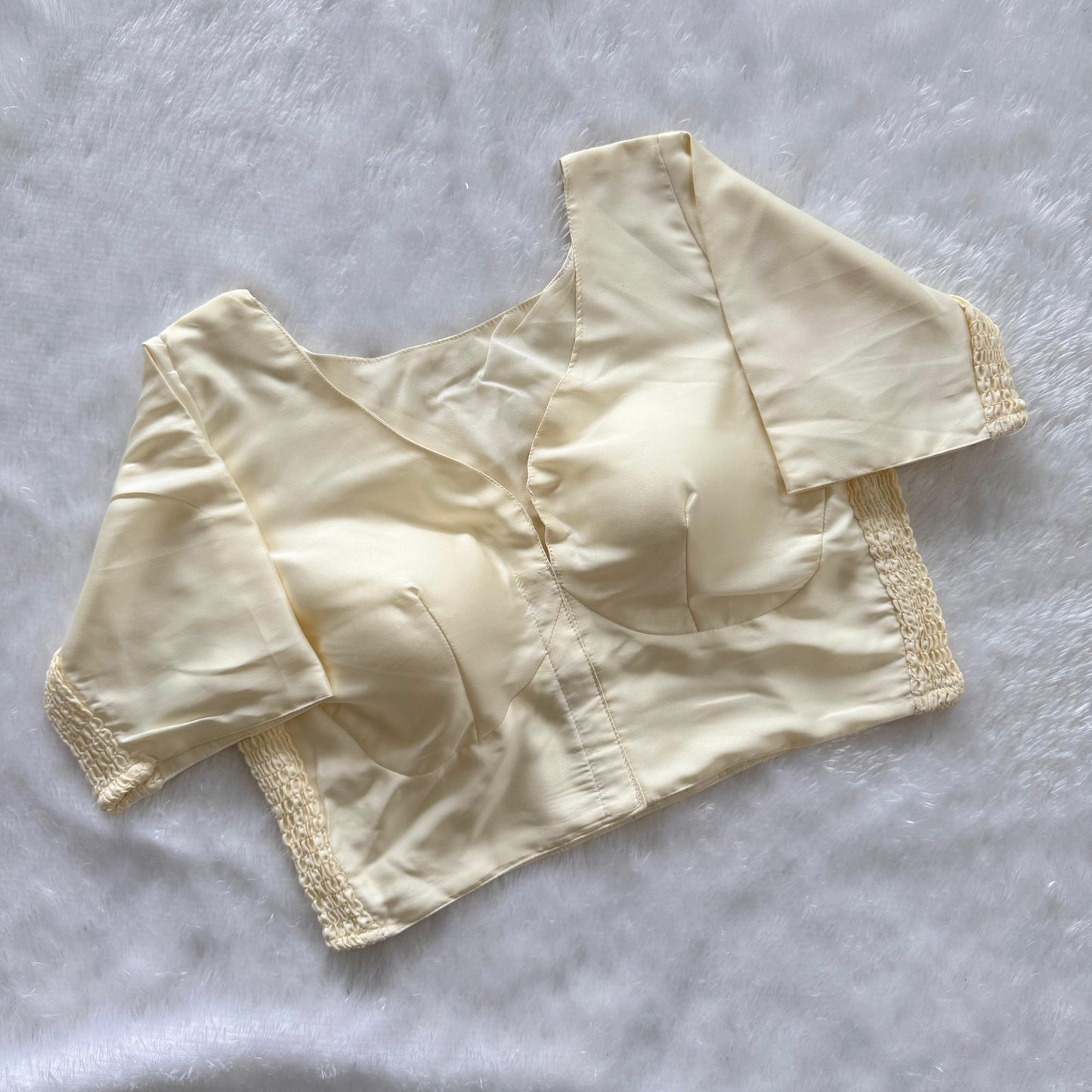 Soft silk fabric with elastic attach for better fitting  ready made blouse