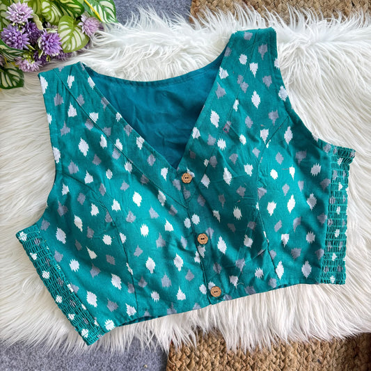 Presenting flexi fit Pure Ajrakh Bandhani Print Cotton ready made blouse