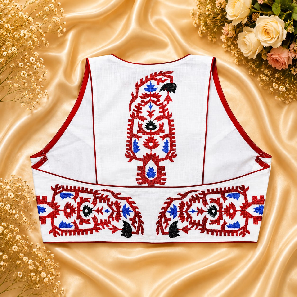 New cotton halter thread embroidery ready made blouse